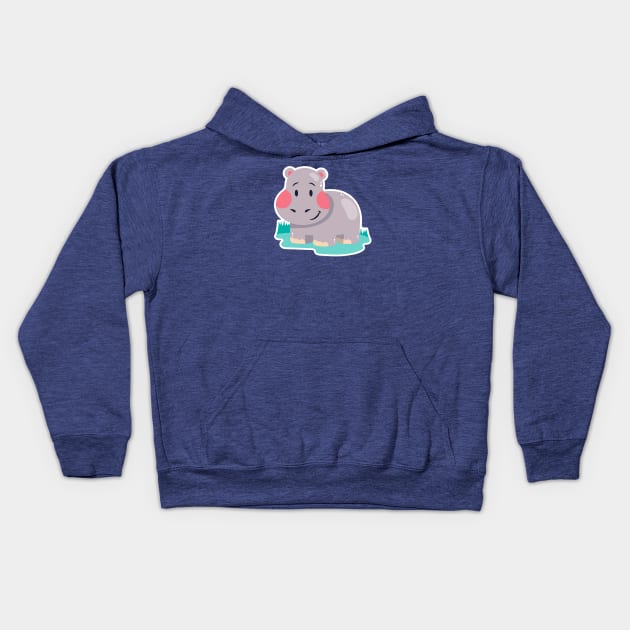 Happy Hefty Hippo Kids Hoodie by KarmicKal